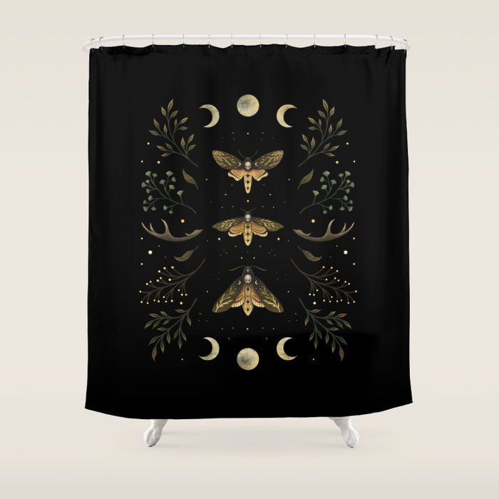 Death Head Moths Night Shower Curtain Gallery Image 1