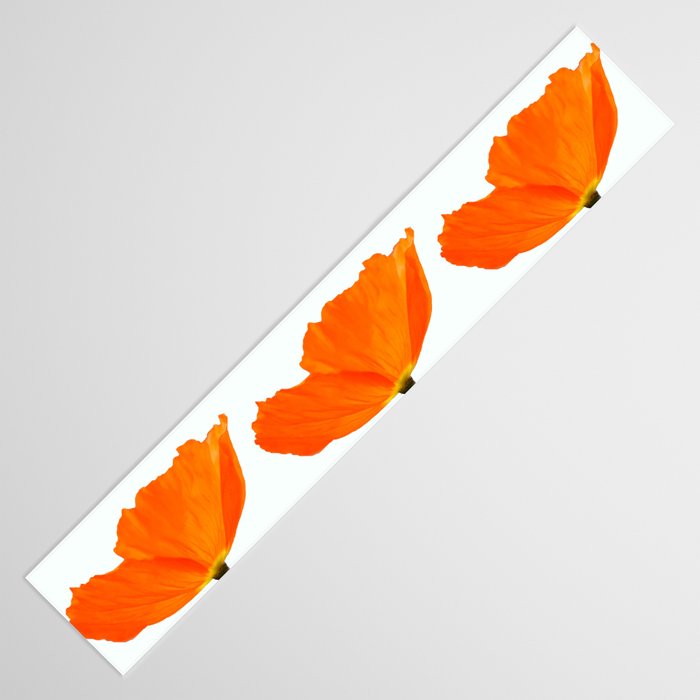 Three Orange Poppy Flowers White Background  Table Runner Gallery Image 3