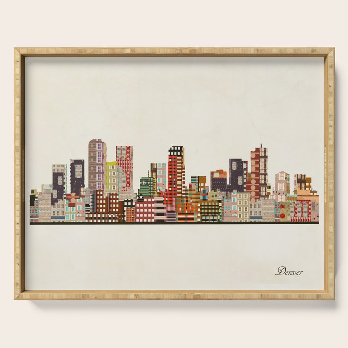 denver colorado skyline Serving Tray Gallery Image 1
