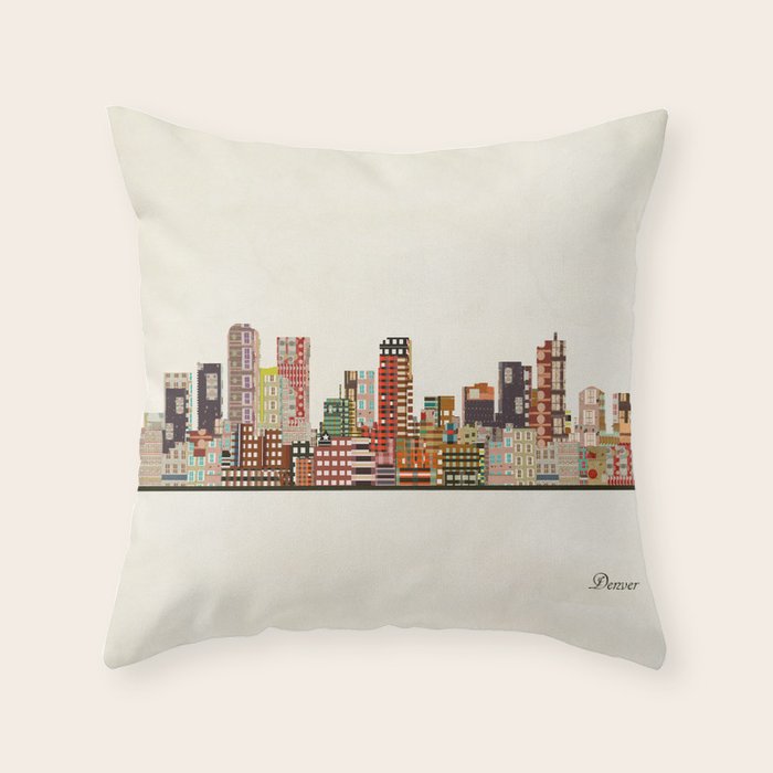 denver colorado skyline Throw Pillow Gallery Image 6