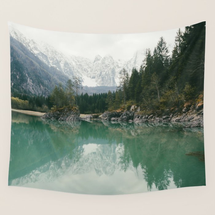 Turquoise lake - Landscape and Nature Photography Wall Tapestry Gallery Image 4