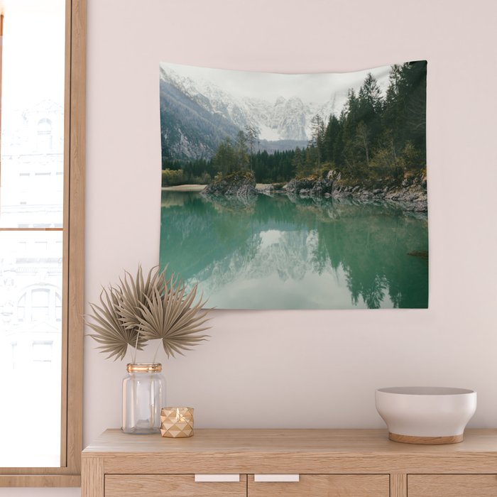 Turquoise lake - Landscape and Nature Photography Wall Tapestry Gallery Image 2