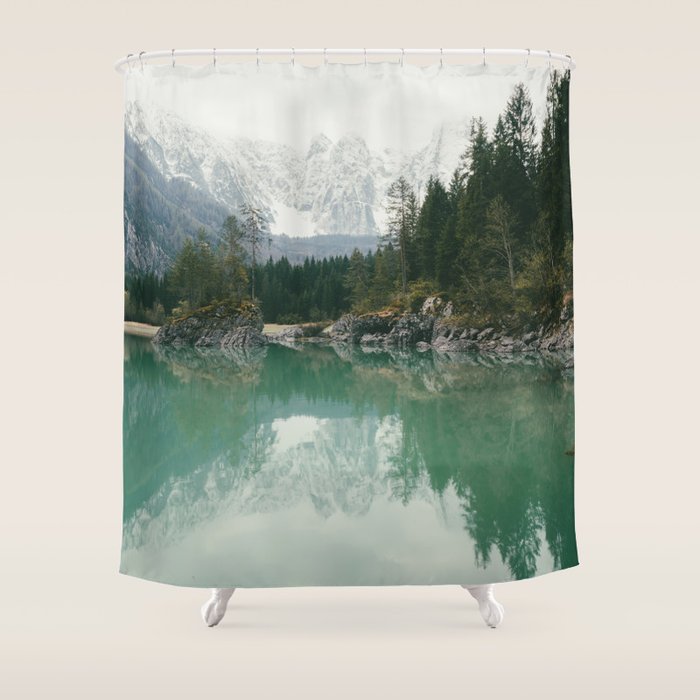 Turquoise lake - Landscape and Nature Photography Shower Curtain Gallery Image 1