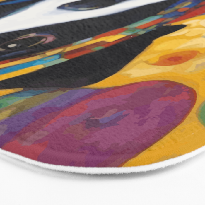 Gustav Klimt Style Dog with Colorful Scarf Bath Mat Gallery Image 3