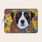 Gustav Klimt Style Dog with Colorful Scarf Laptop Sleeve Gallery Image 1