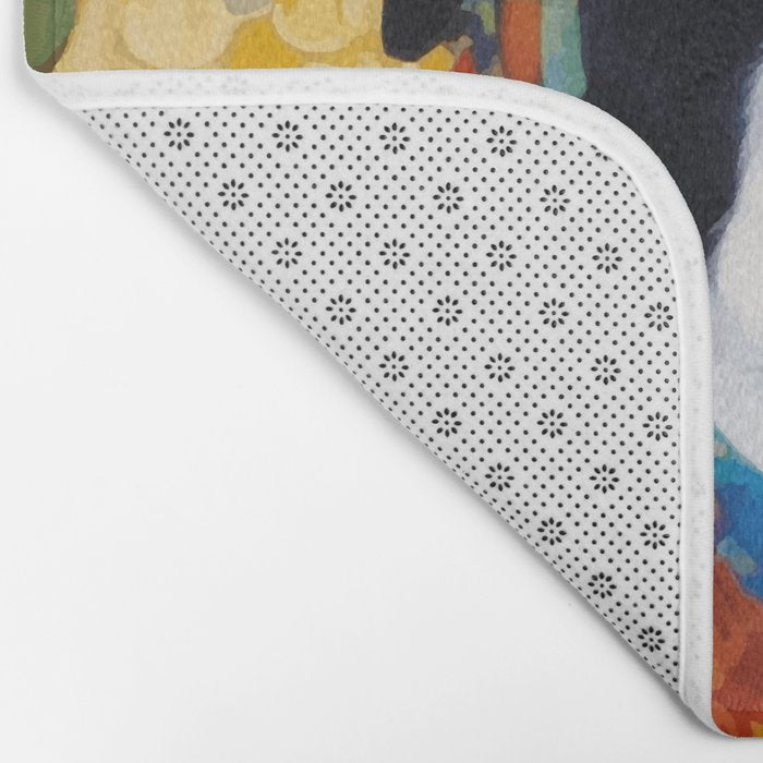Gustav Klimt Style Dog with Colorful Scarf Bath Mat Gallery Image 2
