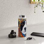 Gustav Klimt Style Dog with Colorful Scarf Water Bottle Gallery Image 4