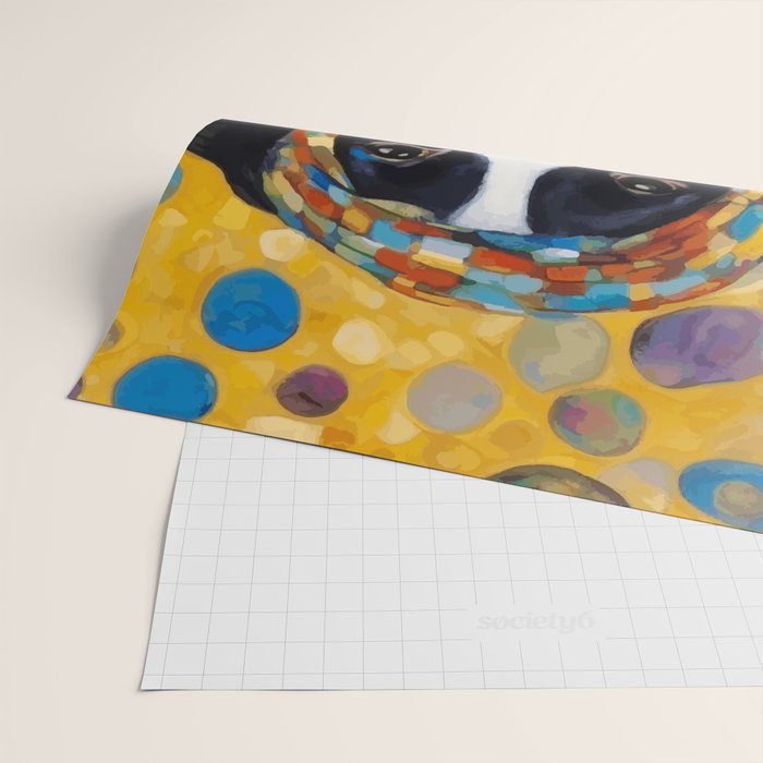 Gustav Klimt Style Dog with Colorful Scarf Wrapping Paper Gallery Image 2