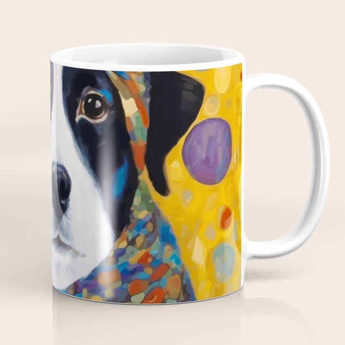 Gustav Klimt Style Dog with Colorful Scarf Coffee Mug Gallery Image 1