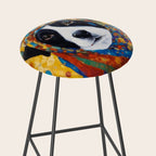 Gustav Klimt Style Dog with Colorful Scarf Stool Gallery Image 2