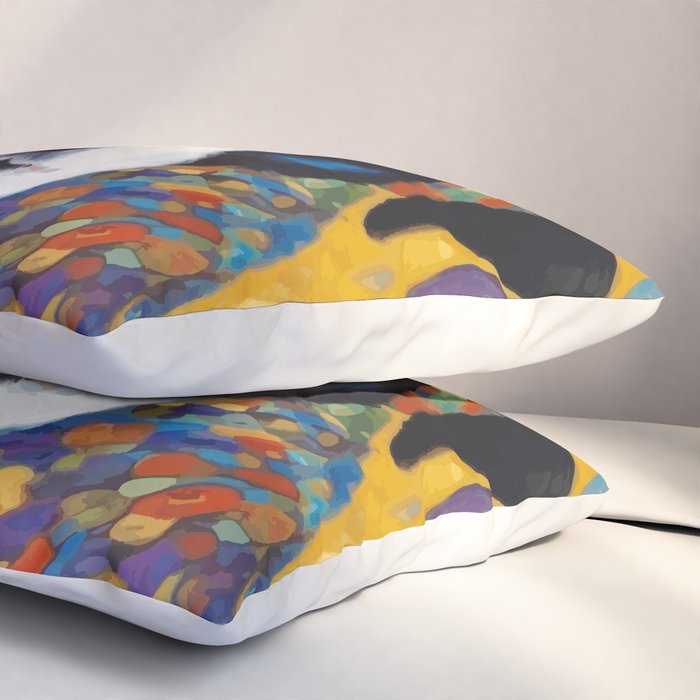 Gustav Klimt Style Dog with Colorful Scarf Pillow Sham Gallery Image 3