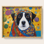 Gustav Klimt Style Dog with Colorful Scarf Serving Tray Gallery Image 1