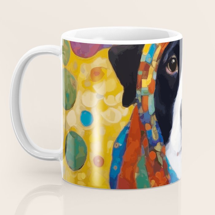 Gustav Klimt Style Dog with Colorful Scarf Coffee Mug Gallery Image 3