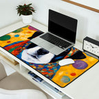 Gustav Klimt Style Dog with Colorful Scarf Desk Mat Gallery Image 2
