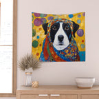 Gustav Klimt Style Dog with Colorful Scarf Wall Tapestry Gallery Image 2