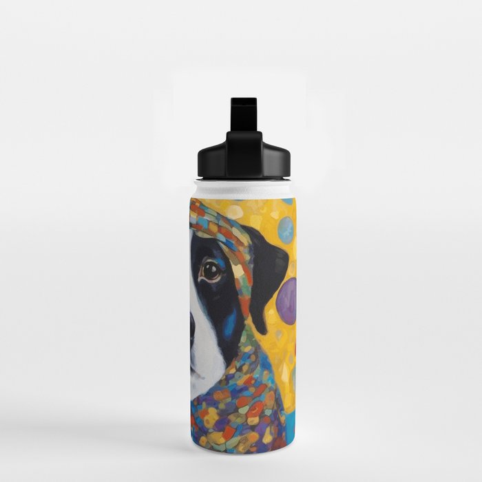 Gustav Klimt Style Dog with Colorful Scarf Water Bottle Gallery Image 2