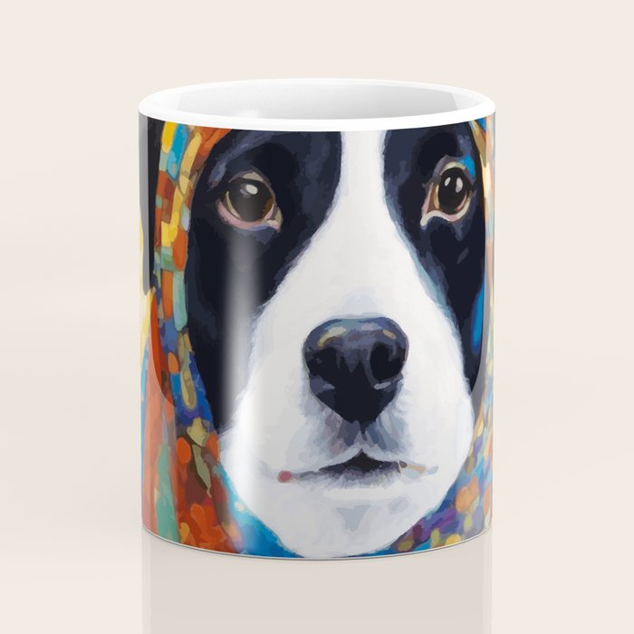 Gustav Klimt Style Dog with Colorful Scarf Coffee Mug Gallery Image 4