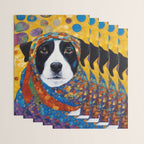 Gustav Klimt Style Dog with Colorful Scarf Wrapping Paper Gallery Image 3