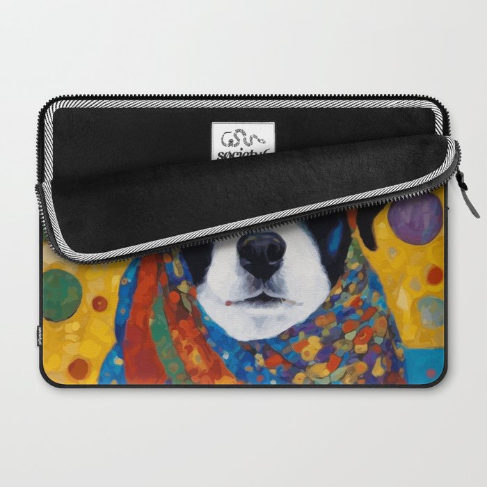 Gustav Klimt Style Dog with Colorful Scarf Laptop Sleeve Gallery Image 2