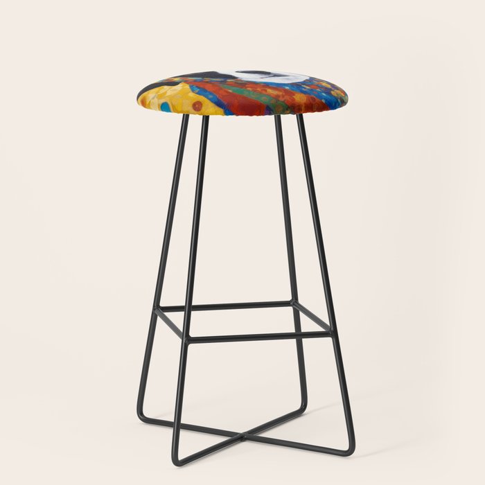 Gustav Klimt Style Dog with Colorful Scarf Stool Gallery Image 1
