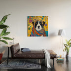 Gustav Klimt Style Dog with Colorful Scarf Wood Wall Art Gallery Image 2