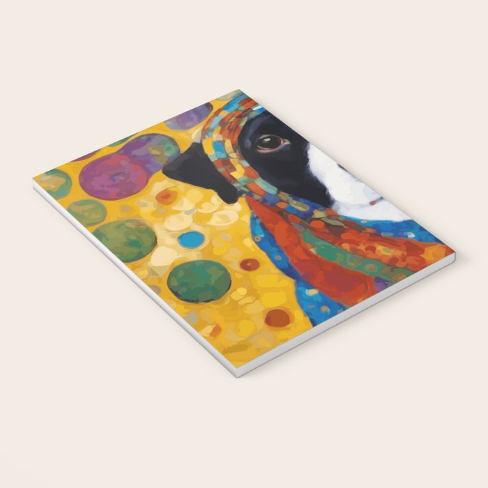 Gustav Klimt Style Dog with Colorful Scarf Notebook Gallery Image 3