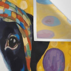 Gustav Klimt Style Dog with Colorful Scarf Wall Tapestry Gallery Image 3