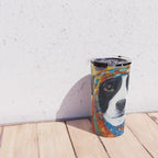 Gustav Klimt Style Dog with Colorful Scarf Travel Mug Gallery Image 4