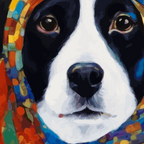 Gustav Klimt Style Dog with Colorful Scarf Coffee Mug Gallery Image 2