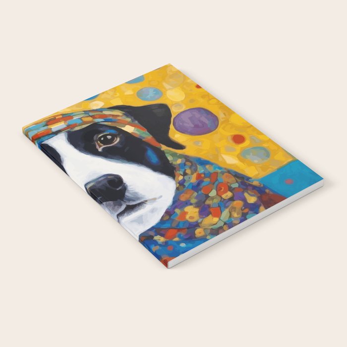 Gustav Klimt Style Dog with Colorful Scarf Notebook Gallery Image 1