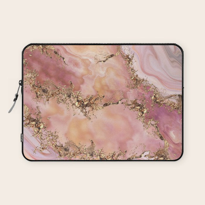 Rose quartz and pastel pink marble Laptop Sleeve Gallery Image 1