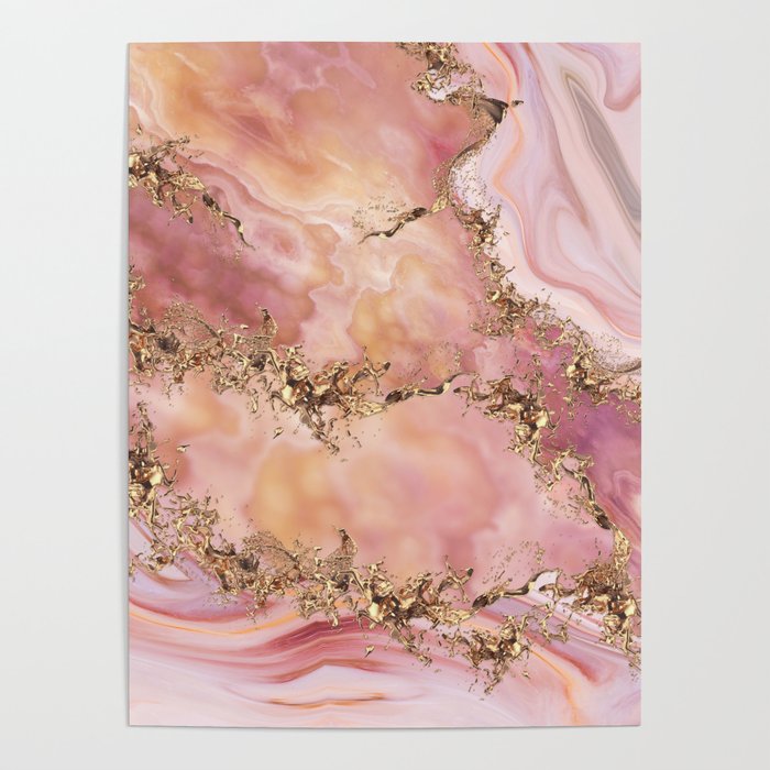 Rose quartz and pastel pink marble Poster Gallery Image 1