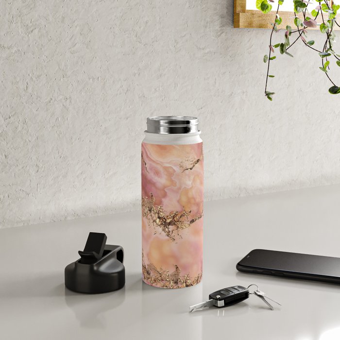 Rose quartz and pastel pink marble Water Bottle Gallery Image 4