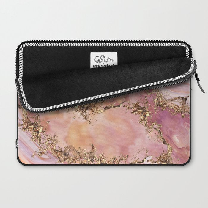 Rose quartz and pastel pink marble Laptop Sleeve Gallery Image 2