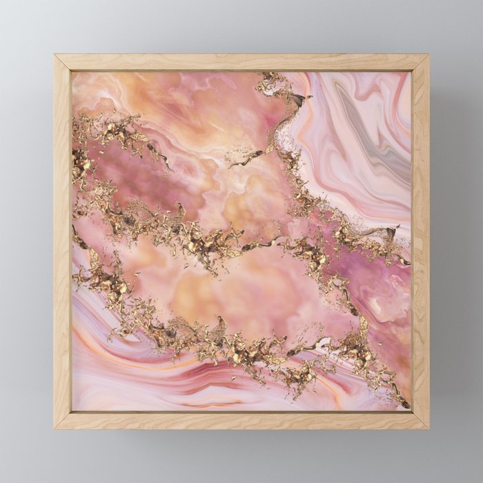 Rose quartz and pastel pink marble Mini Art Print Gallery Image 1