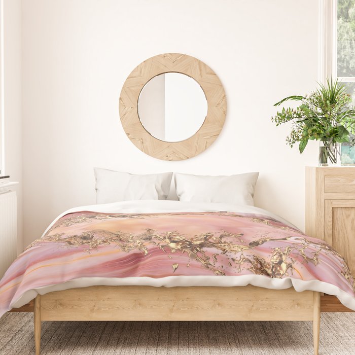 Rose quartz and pastel pink marble Duvet Cover Gallery Image 3