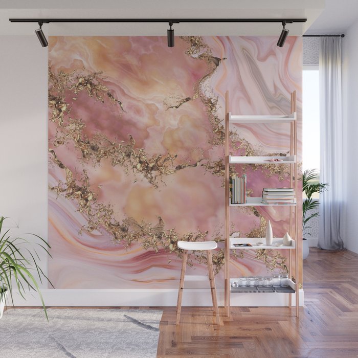 Rose quartz and pastel pink marble Wall Mural Gallery Image 1