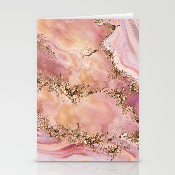 Rose quartz and pastel pink marble Stationery Card Gallery Image 2
