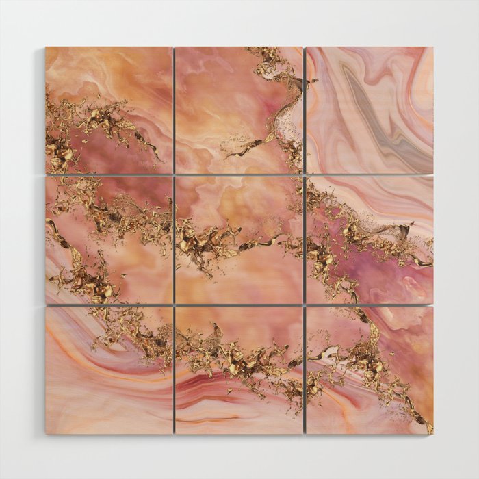 Rose quartz and pastel pink marble Wood Wall Art Gallery Image 1