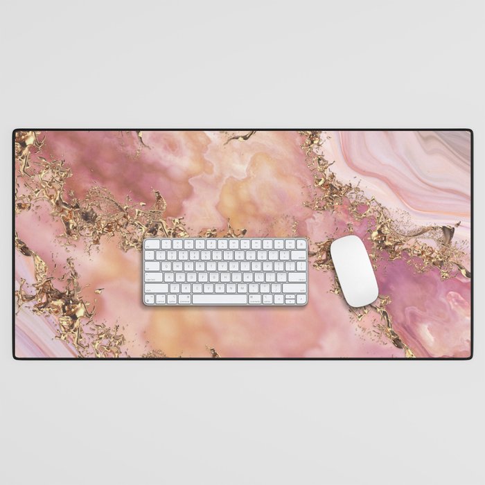 Rose quartz and pastel pink marble Desk Mat Gallery Image 1