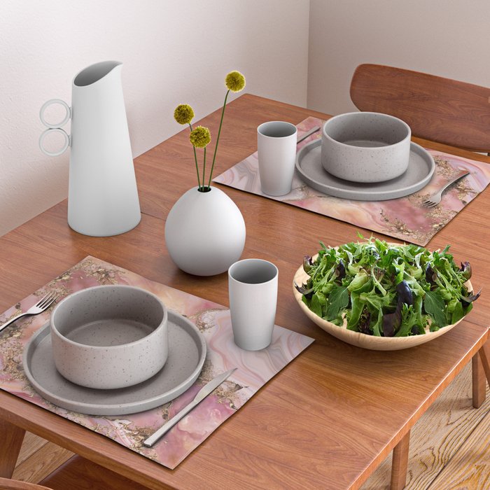 Rose quartz and pastel pink marble Placemat Gallery Image 2