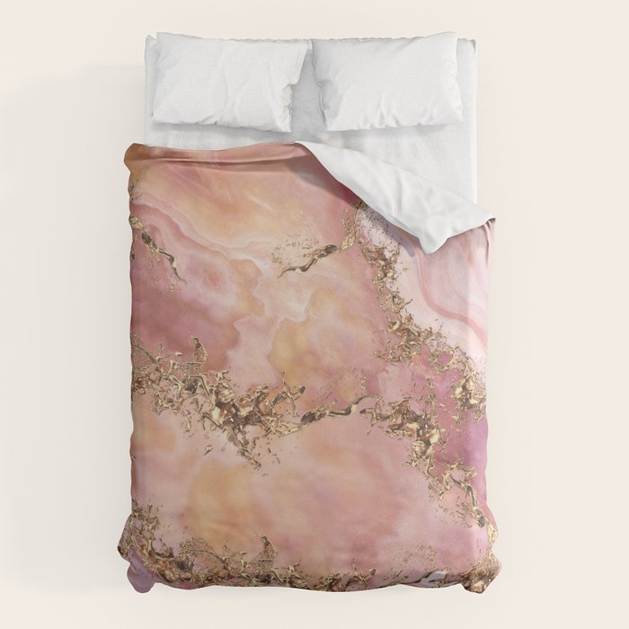 Rose quartz and pastel pink marble Duvet Cover Gallery Image 6