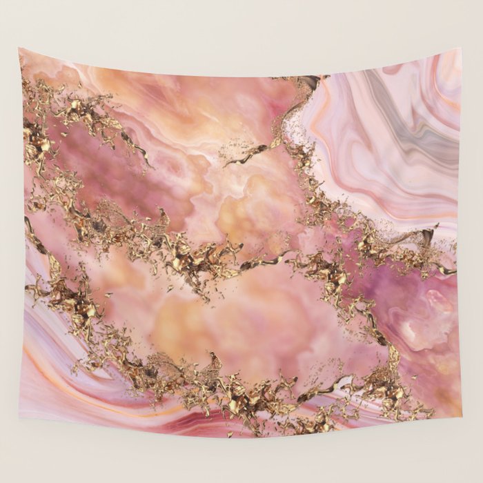 Rose quartz and pastel pink marble Wall Tapestry Gallery Image 1
