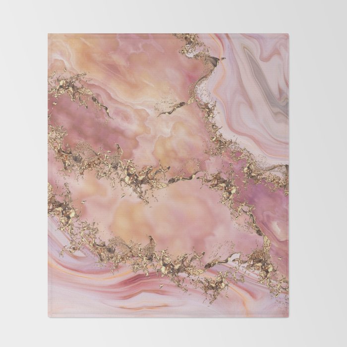 Rose quartz and pastel pink marble Throw Blanket Gallery Image 2