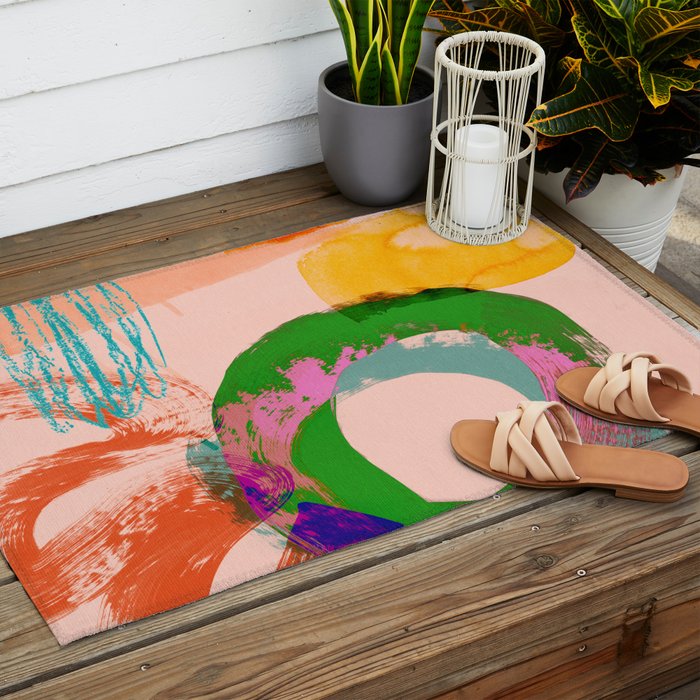 brush strokes abstract 3 Outdoor Rug Gallery Image 2