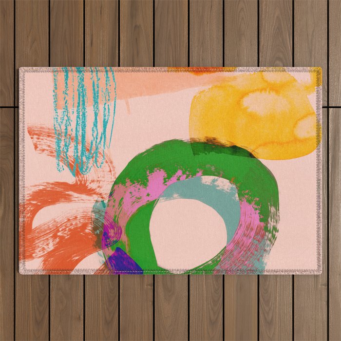 brush strokes abstract 3 Outdoor Rug Gallery Image 1