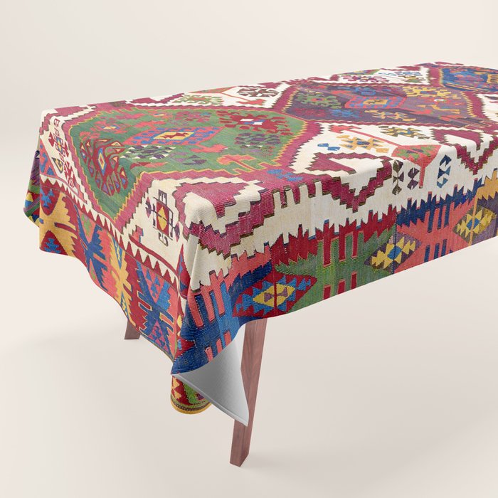 Adana Kilim South East Anatolia Antique Tribal Rug Print Tablecloth Gallery Image 1
