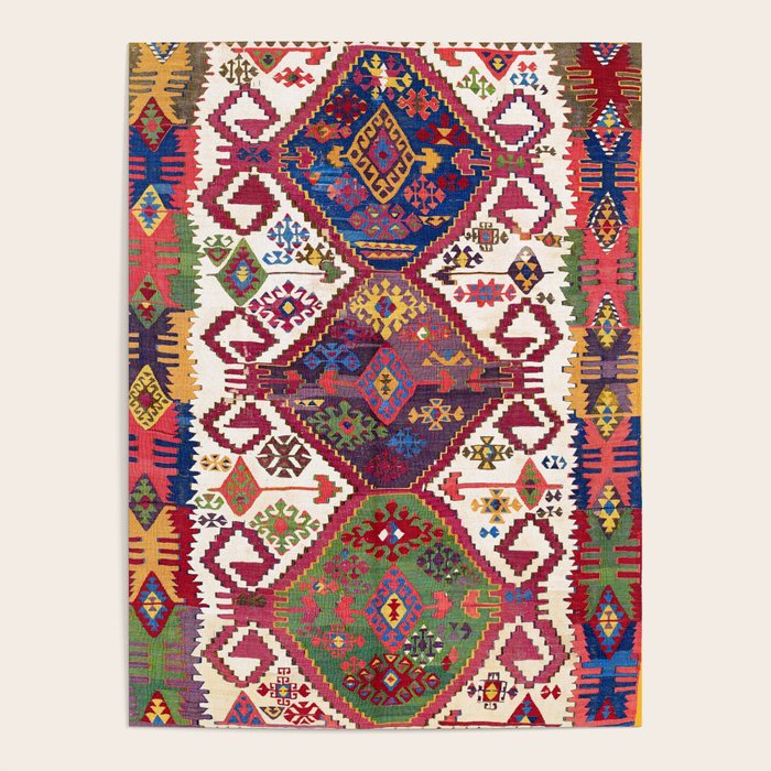 Adana Kilim South East Anatolia Antique Tribal Rug Print Poster Gallery Image 1