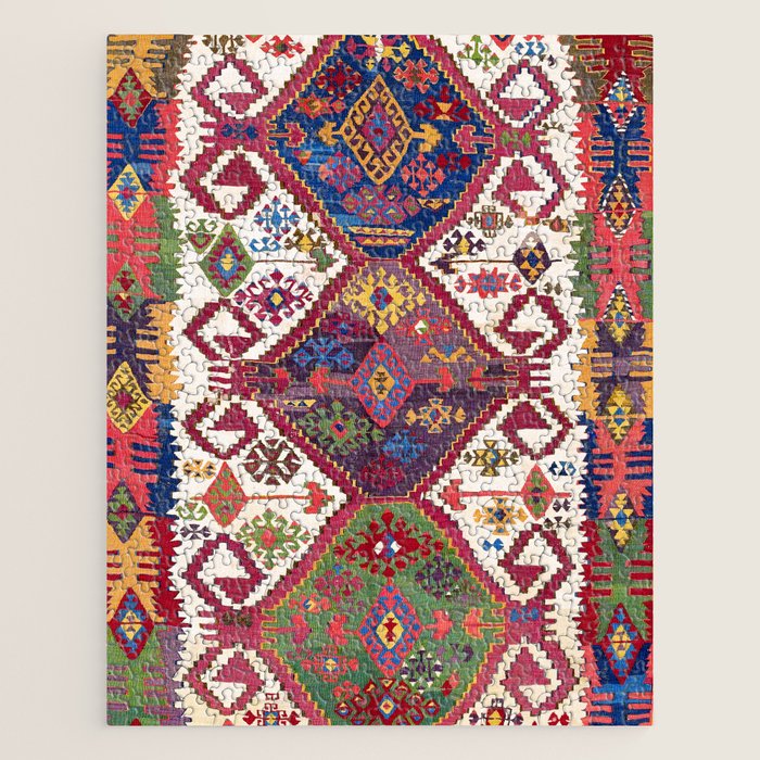 Adana Kilim South East Anatolia Antique Tribal Rug Print Jigsaw Puzzle Gallery Image 1