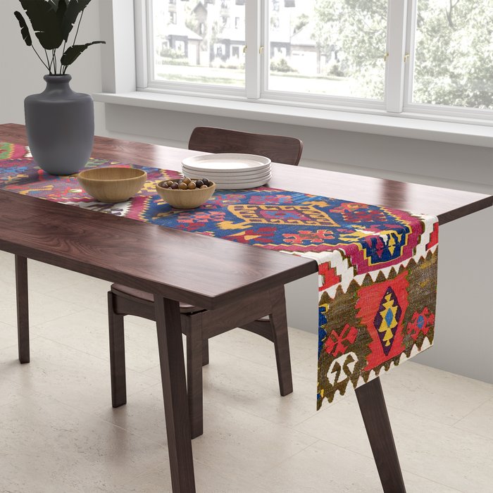 Adana Kilim South East Anatolia Antique Tribal Rug Print Table Runner Gallery Image 2